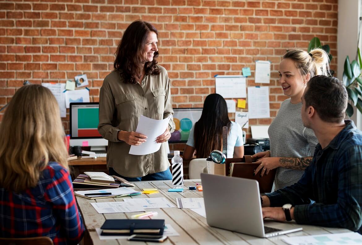 group of diverse professionals in a meeting