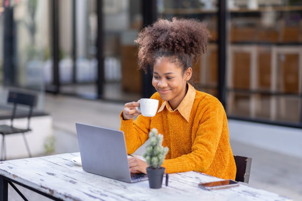 Woman using laptop